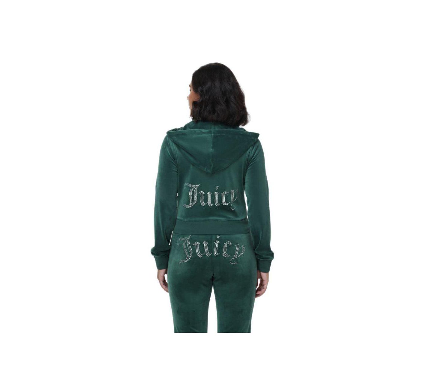 Женское велюровое худи на молнии Juicy Couture Juicy, цвет: Junebug — фото 3
