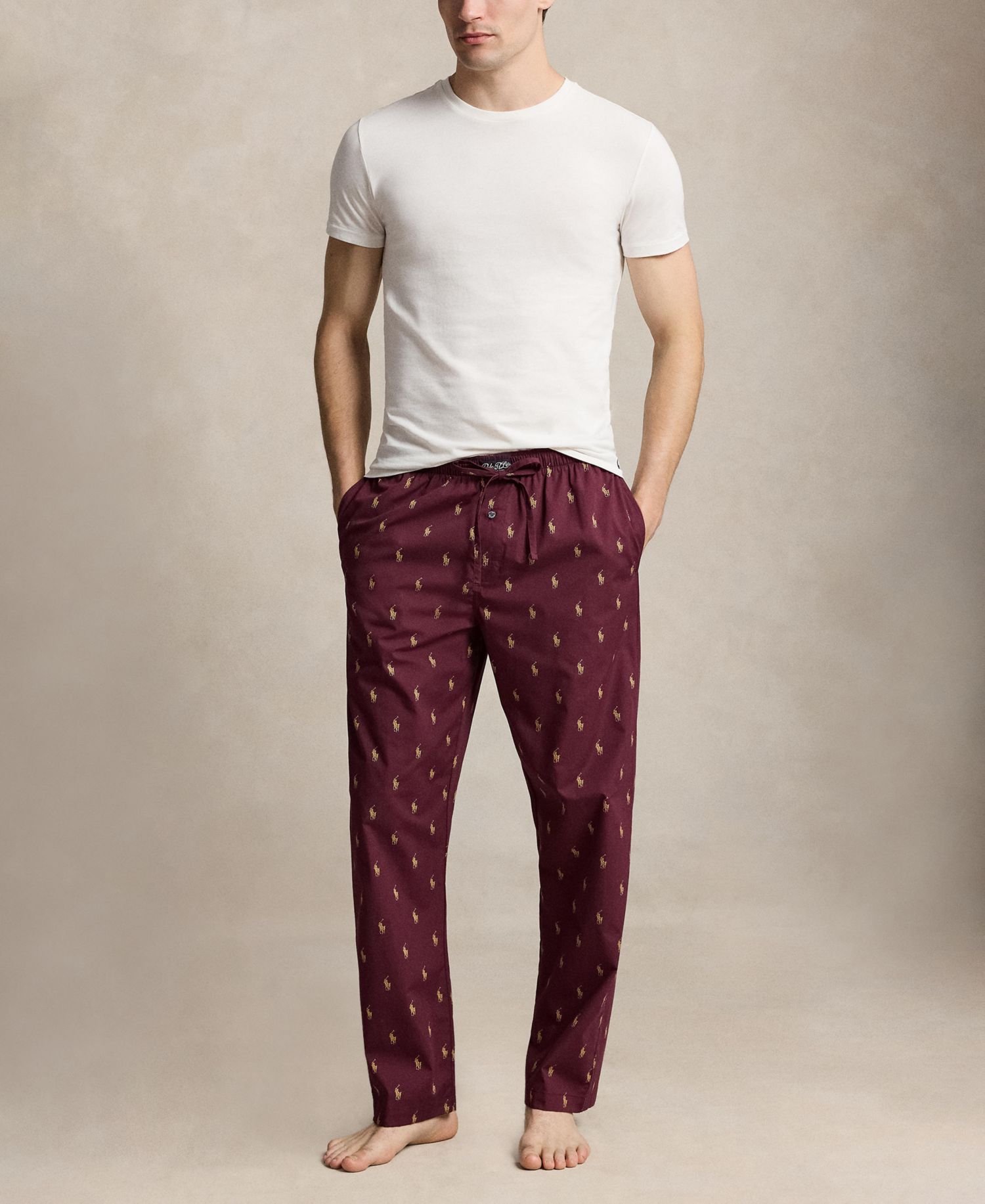 Men's Woven All Over Polo Player Pajama Pants