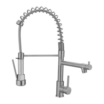 Commercial Kitchen Faucet with Pull-Down Sprayer, Single Handle High Arc Stainless Steel Faucet with 360degree(s) Swivel