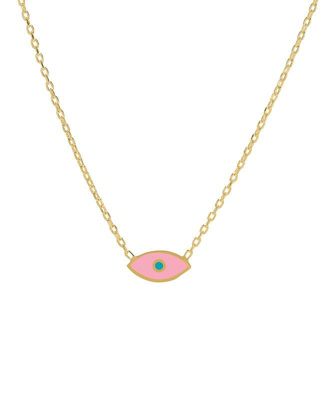 Girls Enamel Evil Eye Necklace in 14K
