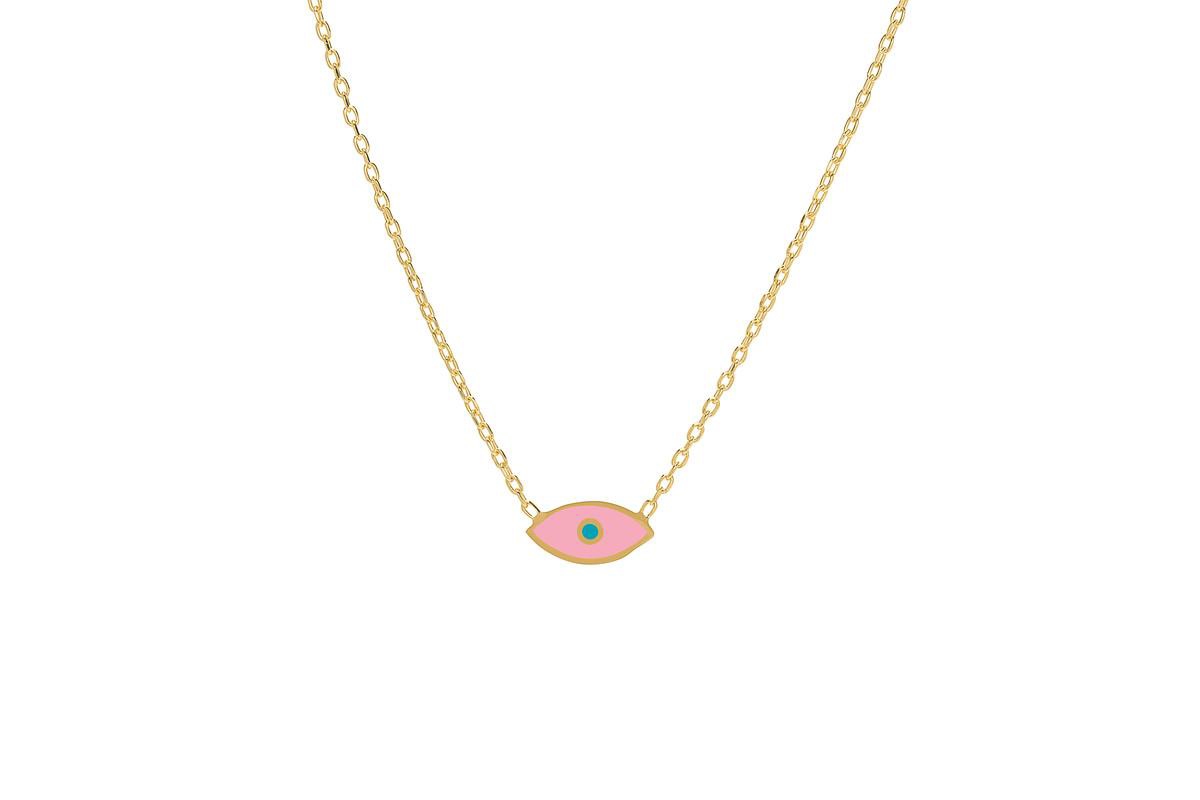 Lily Nily Girls Enamel Evil Eye Necklace in 14K - Pink