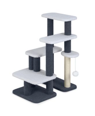 2-in-1 Cat Stairs and Cat Tree Tower with Scratching Post and Hanging Toy Ball