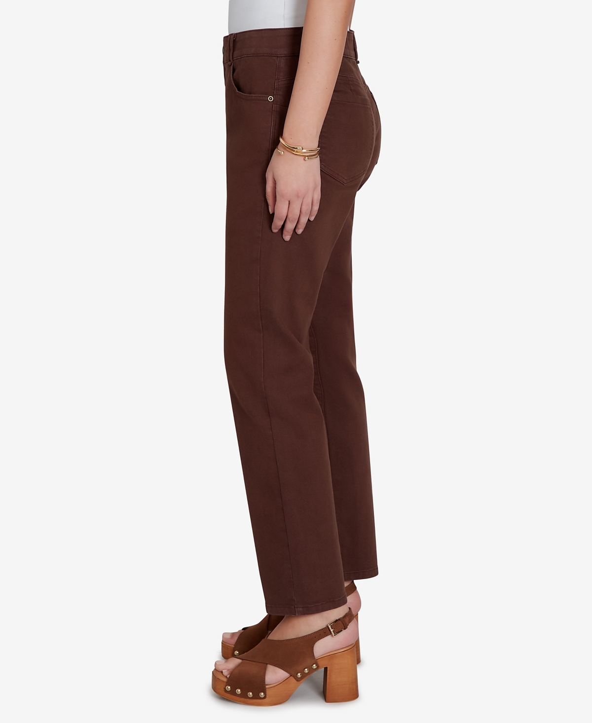 Ruby Rd. Petite Colored Denim Straight Jeans In Brown