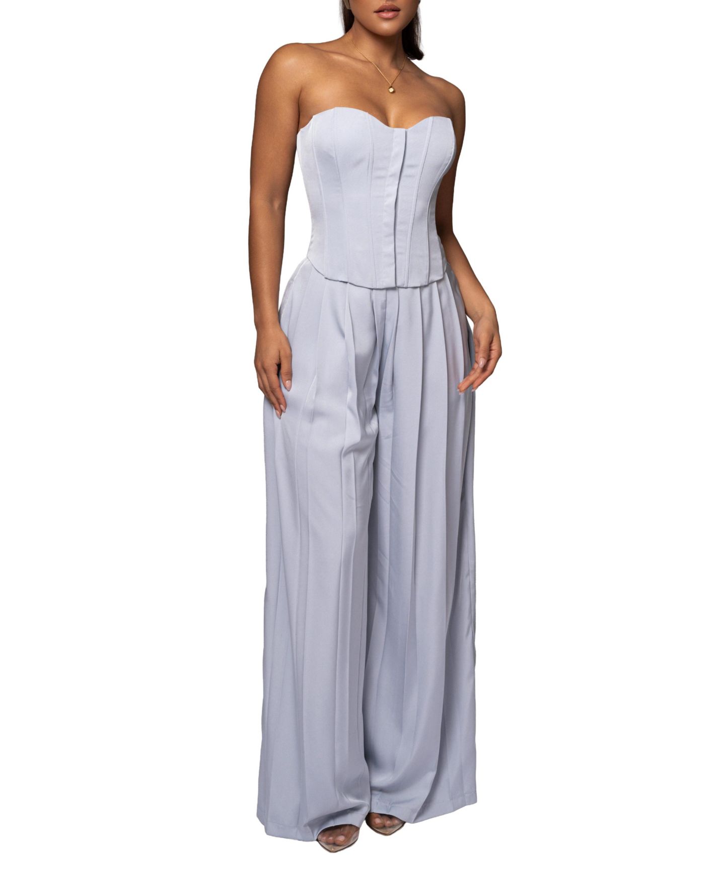 Корсет Sweetheart-Neckline, без рукавов, атлас — JLUXLABEL, цвет: Синий — фото 5