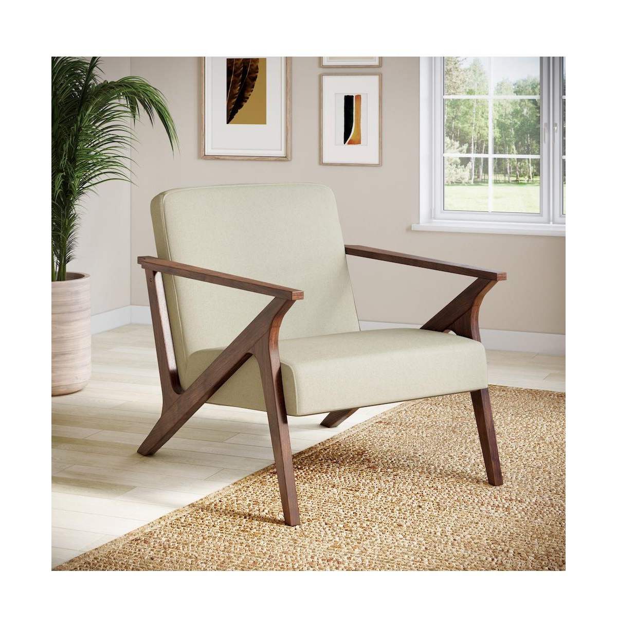 Glenwillow Home Grove Mid-Century Modern Accent Chair, Medium Brown and Light Gray