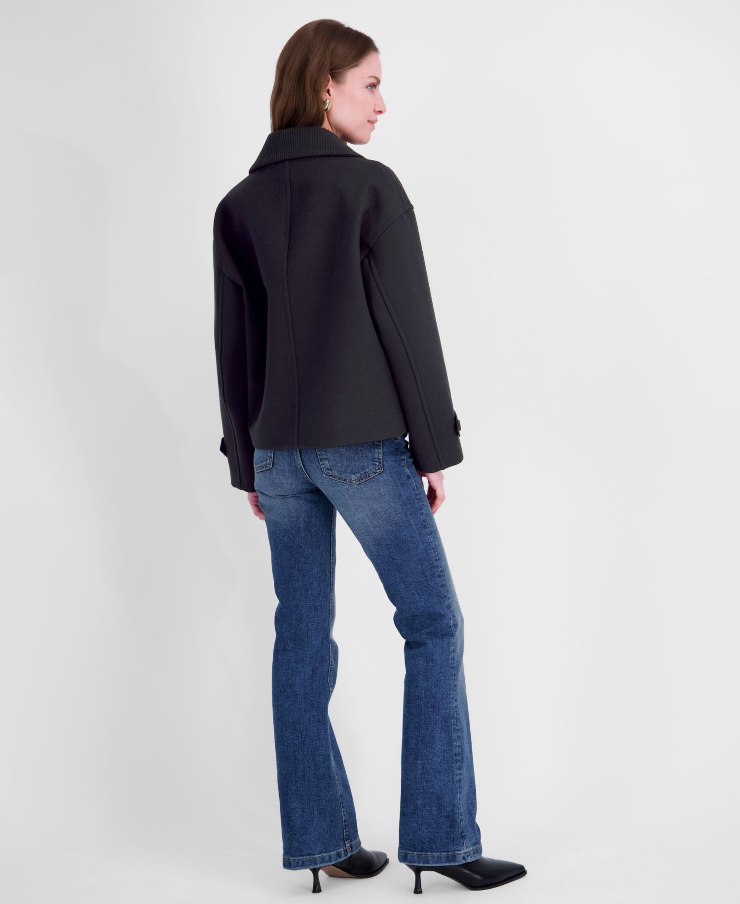 Women's Double-Breasted Notch-Collar Cropped Coat