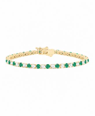 Lab-Grown Ruby (3-3/4 ct. t.w.) & Lab-Grown Diamond (2-3/4 ct. t.w.) Bracelet in 14k Yellow Gold (Also available in Lab-Grown Emerald and Lab-Grown Sapphire)