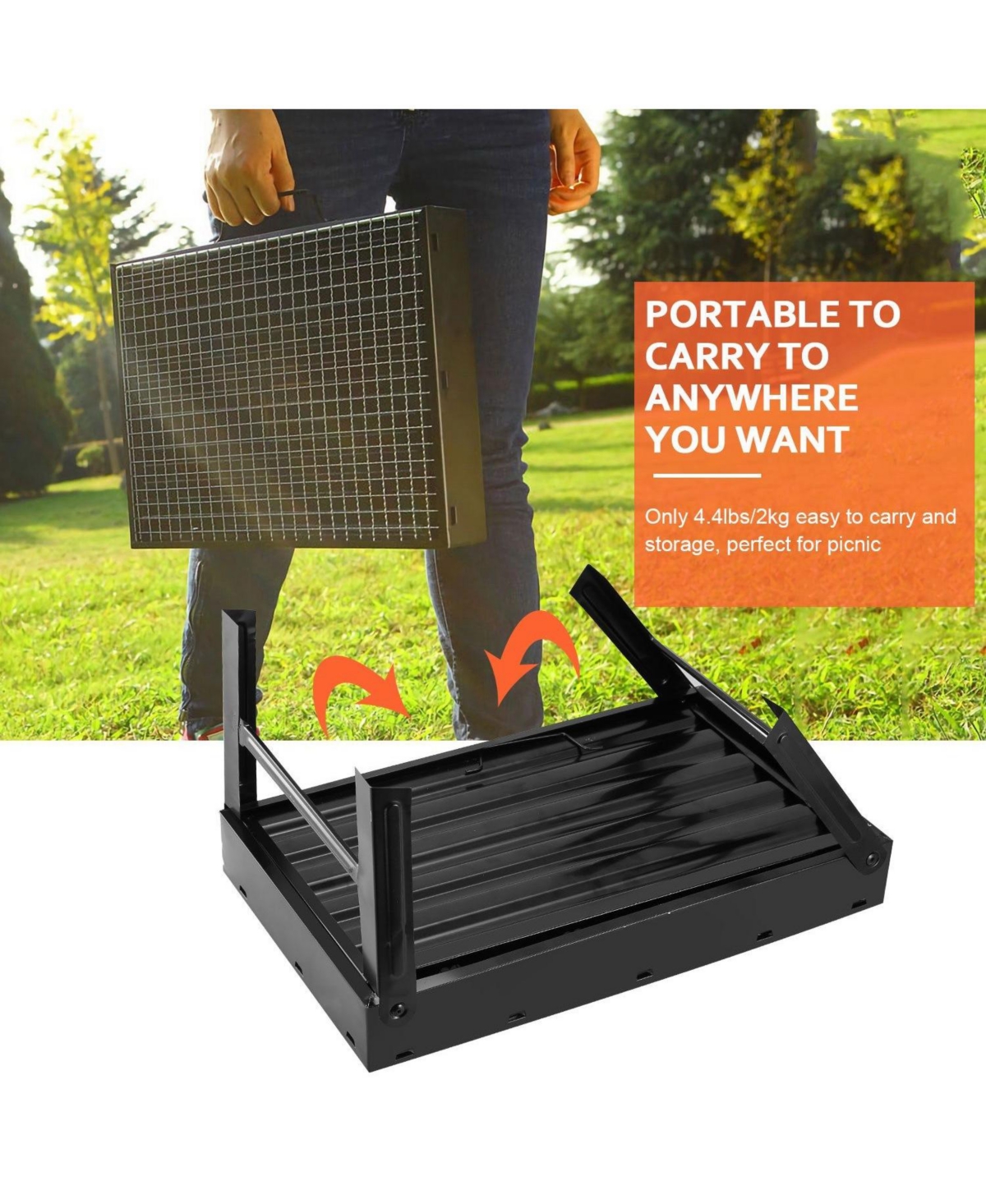 Mountaintop Foldable Portable Bbq Charcoal Grill Grill Lightweight Smoker Grill for Camping Picnics Garden Grilling