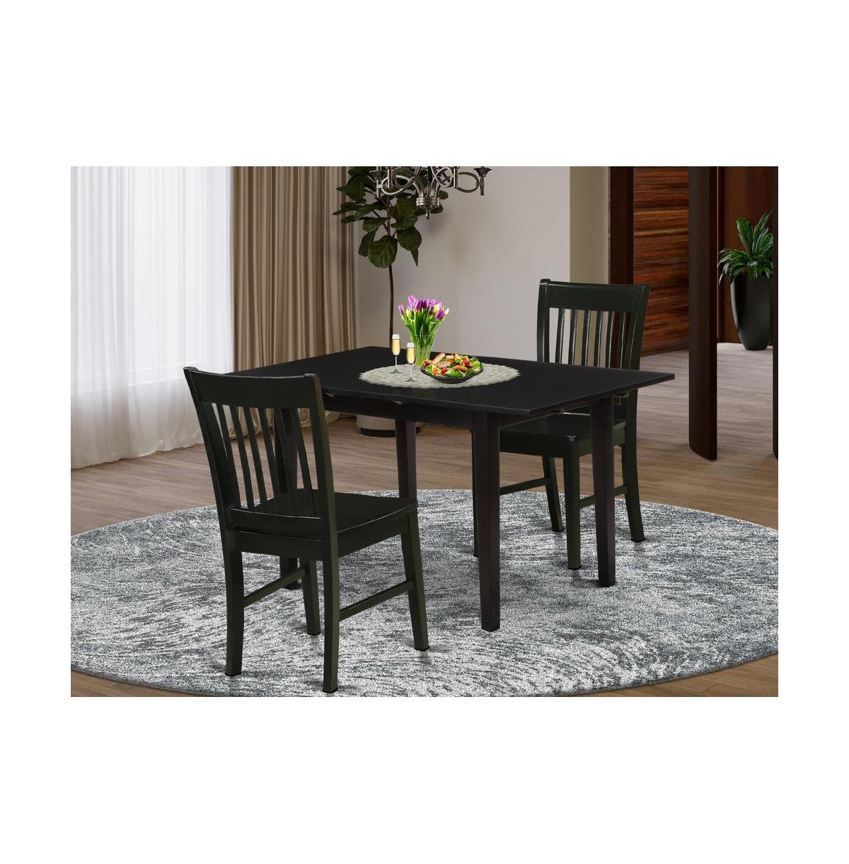 East West Furniture Dining Table- Dining Chairs, NOFK3-blk-w