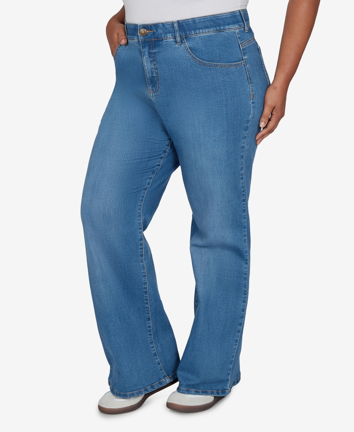 Ruby Rd. Plus Size Flare Mid-rise Jeans In Blue