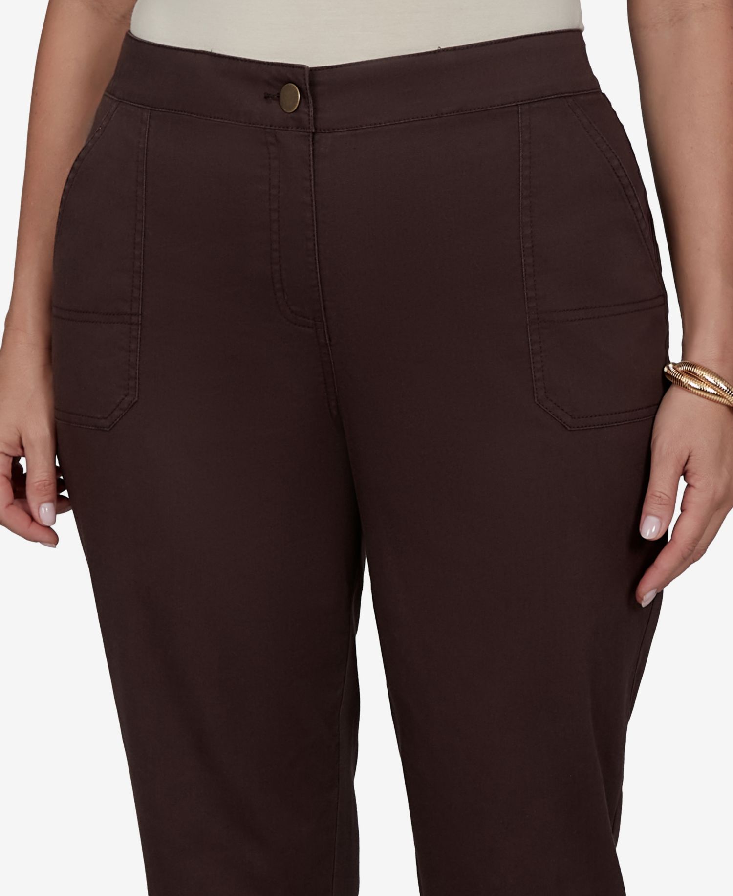 Plus Size Enzyme Wash Straight Cropped Pants