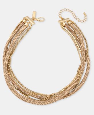 Glass Crystal Twisted Layered Link Necklace