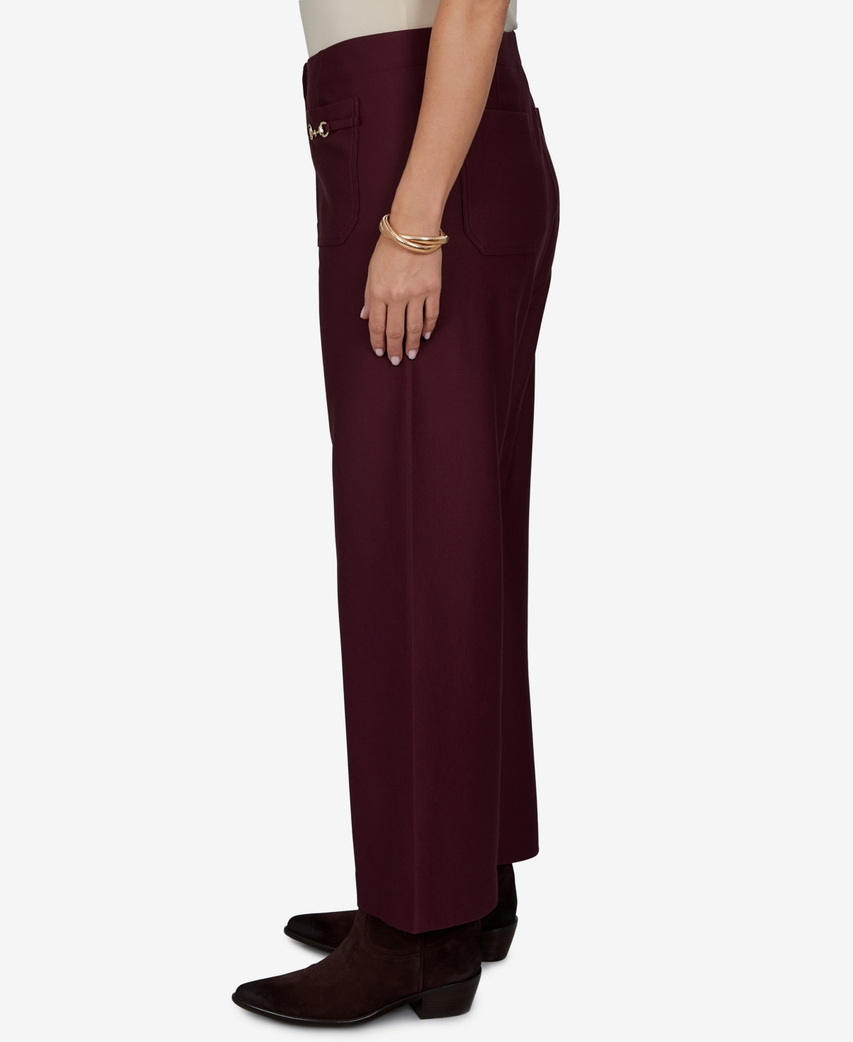 Ruby Rd. Plus Size Solid Pique Wide-leg Pull-on Pants In Burgundy