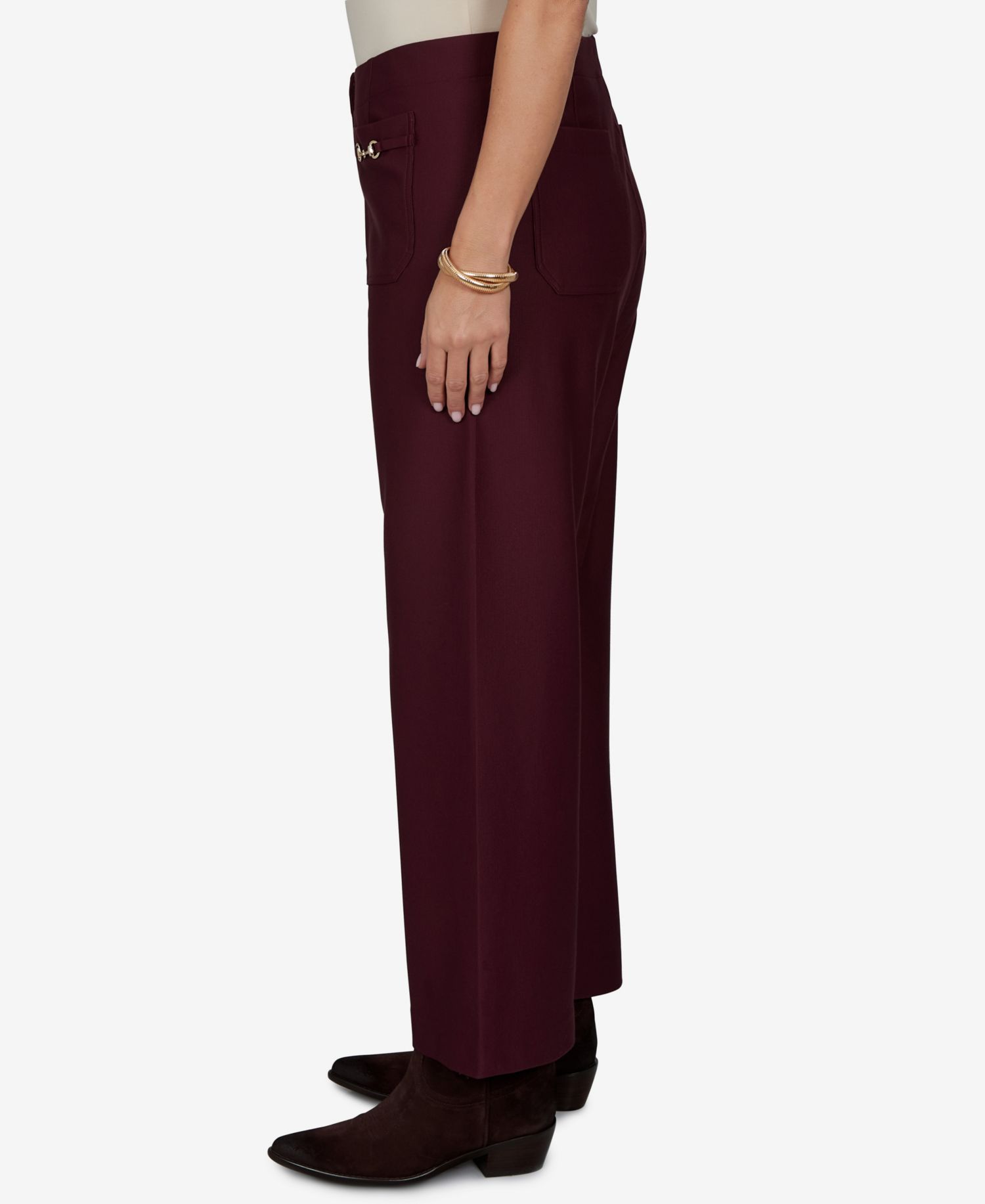 Plus Size Solid Pique Wide-Leg Pull-On Pants