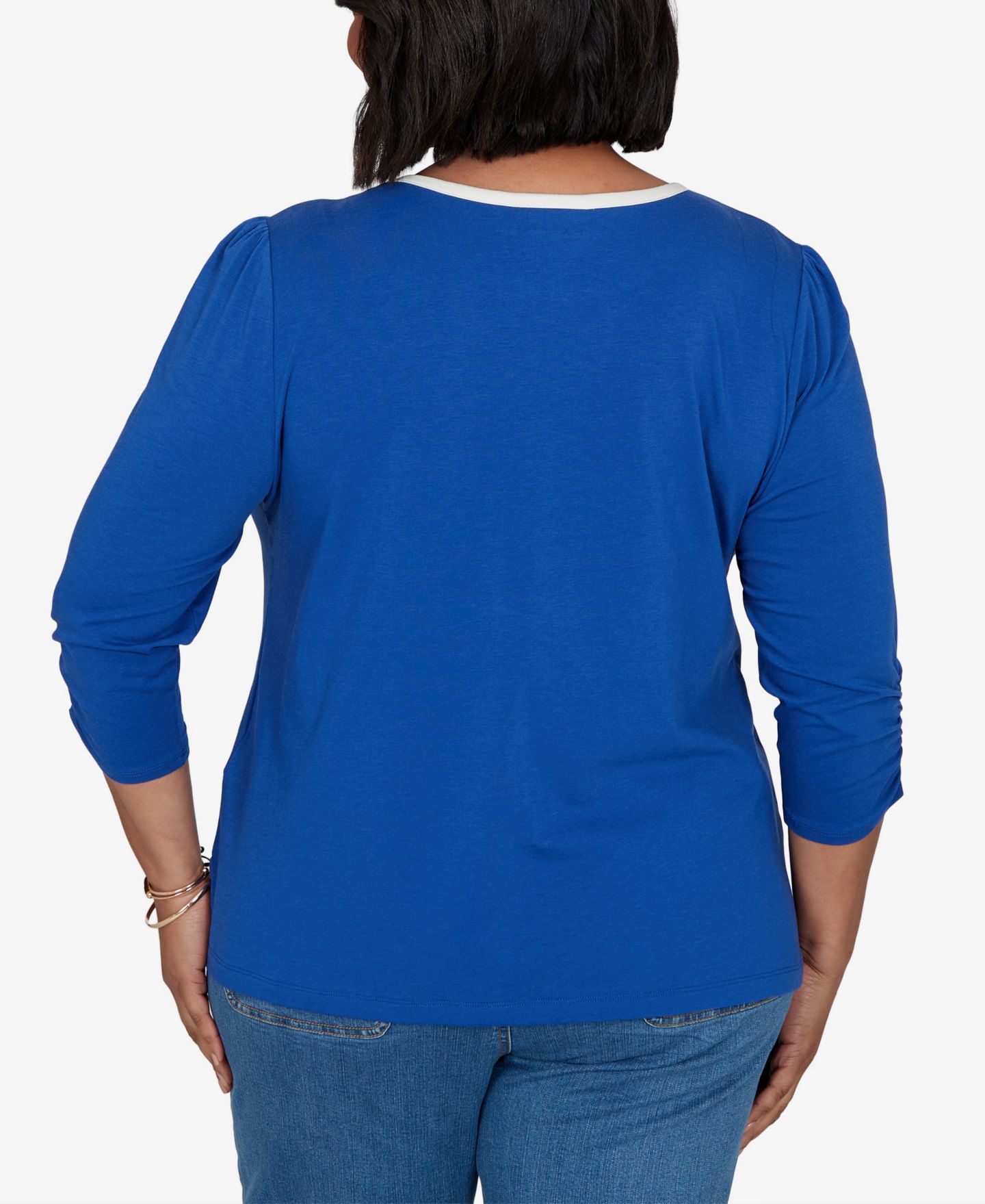 Женская футболка Ruby Rd. Plus Size Book Club Graphic Crewneck 3/4-Sleeve, цвет: Cobolt Muli — фото 5