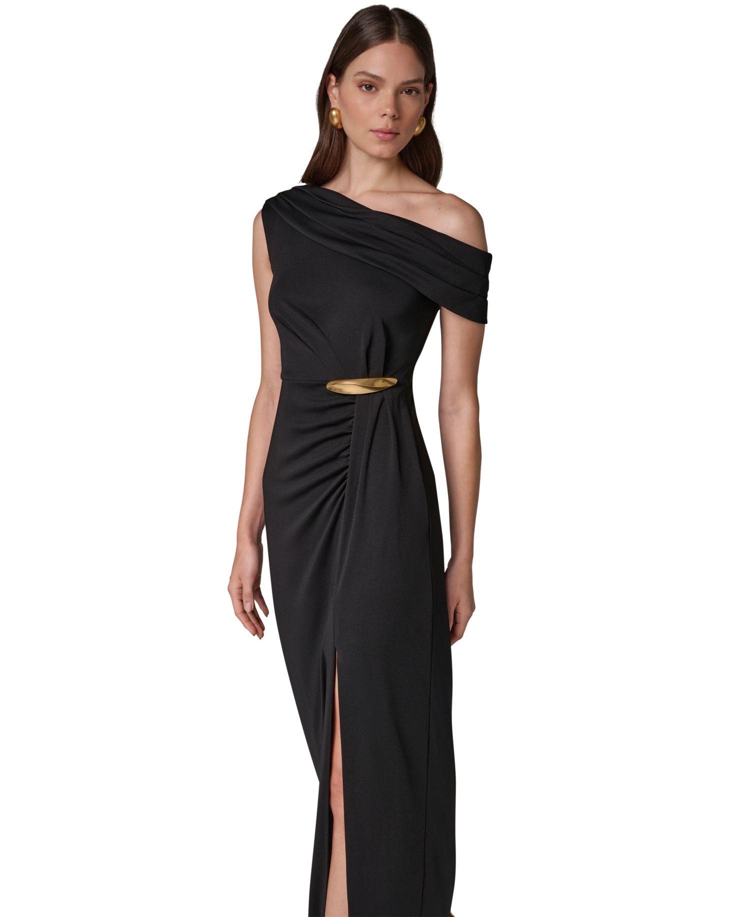 Women's Asymmetric Off-the-Shoulder Ruched Waist Maxi Dress