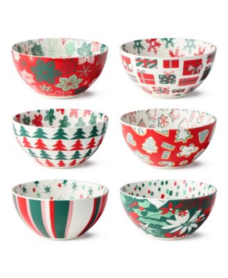 Holiday Spruce Large All Purpose Bowls, Set of 6