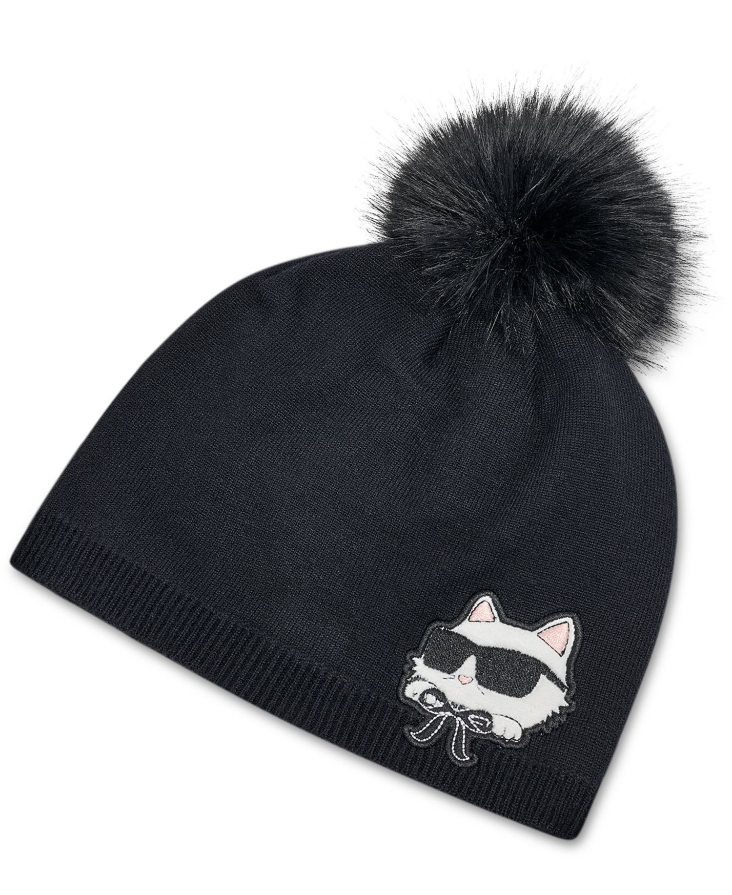 Cozy Cat Faux-Fur Pom Beanie Hat