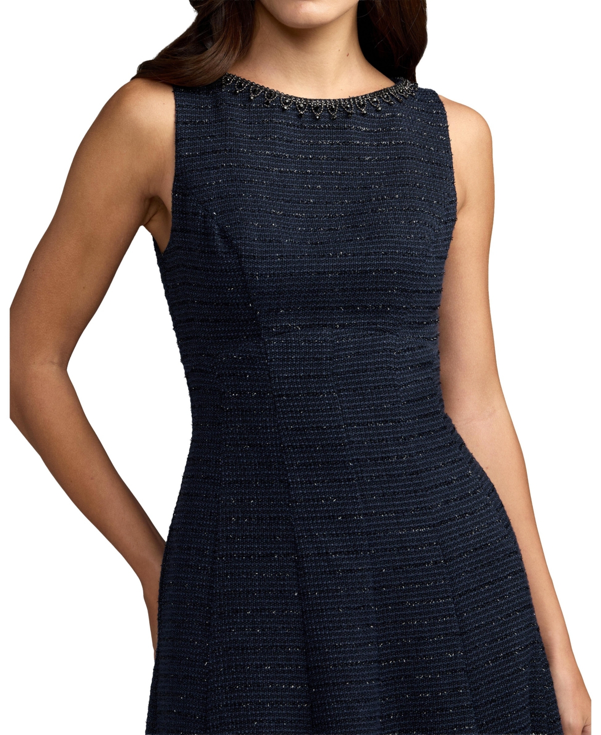 Mac Duggal Women's Sleeveless Boucle A-Line Midi Dress