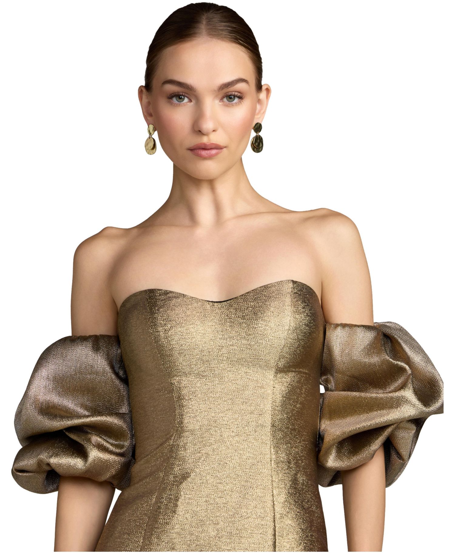 Women's Off-the-Shoulder Metallic Mermaid Gown