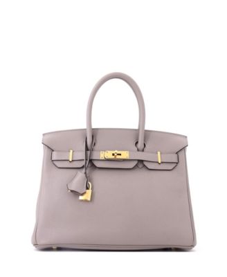 Pre-Owned Hermes Birkin 30 Handbag Grey Novillo with Gold Hardware