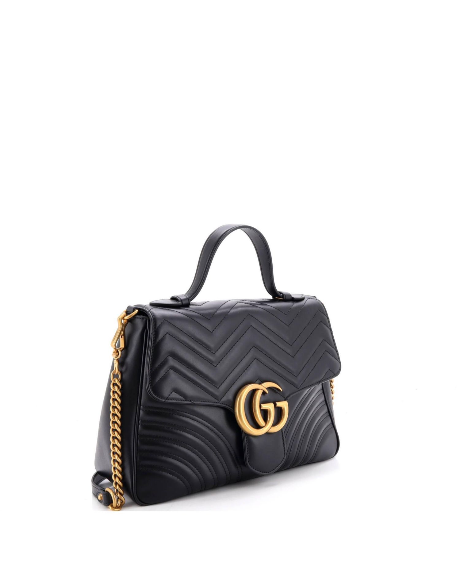 Medium GG Marmont Top Handle Flap Bag Matelasse Leather