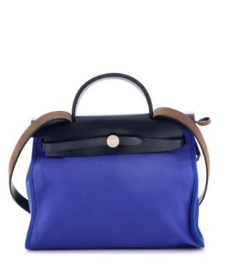 Pre-Owned Hermes 31 Herbag Zip Leather and Toile