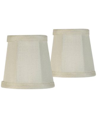 Set of 2 Empire Lamp Shades Cream Fabric Small 3" Top x 4" Bottom x 4" High Candelabra Clip-On Fitting