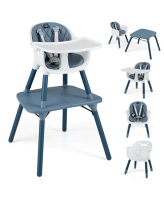 4-in-1 Infant High Dining Chair with 5-point Harness, Removable and Adjustable Tray