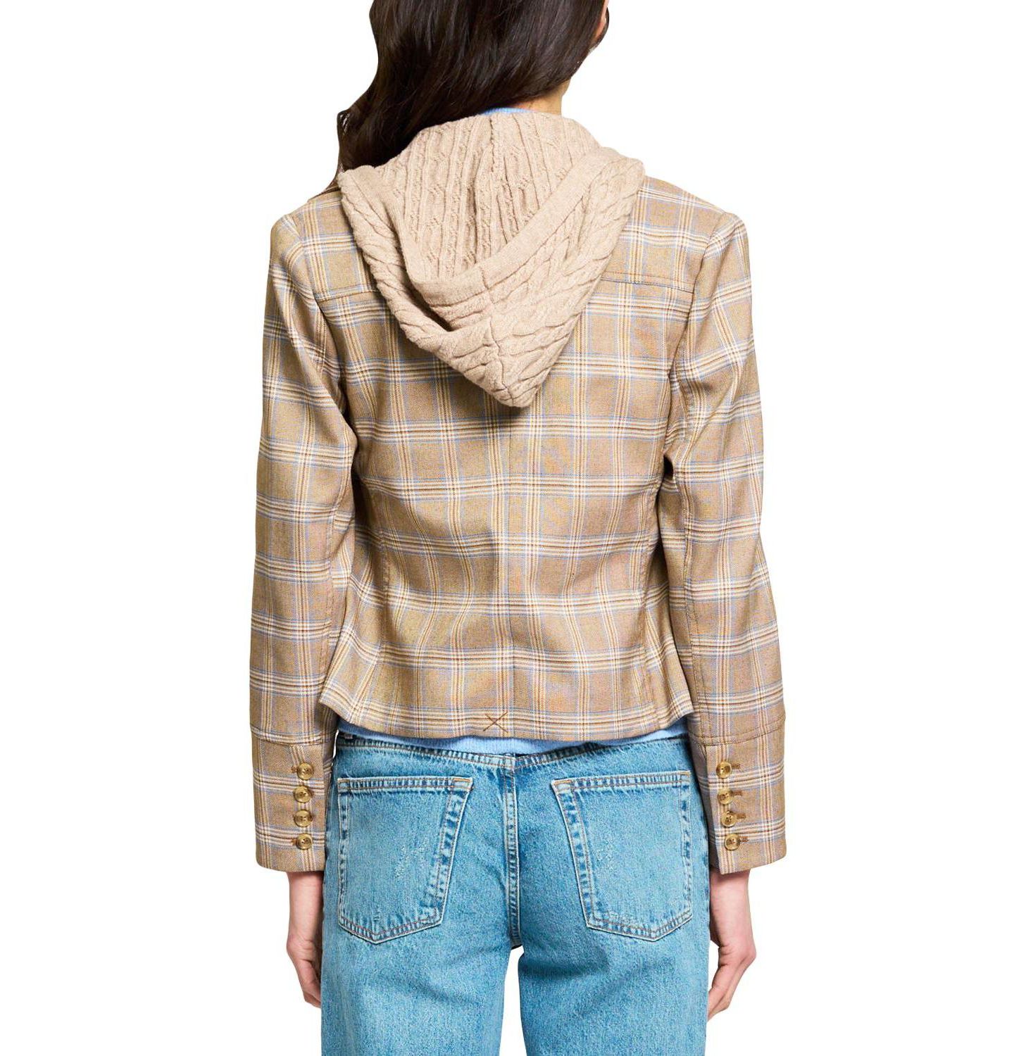 Женский пиджак Central Park West Sienna Plaid Cropped Blazer, цвет: Кожаный коричневый — фото 3