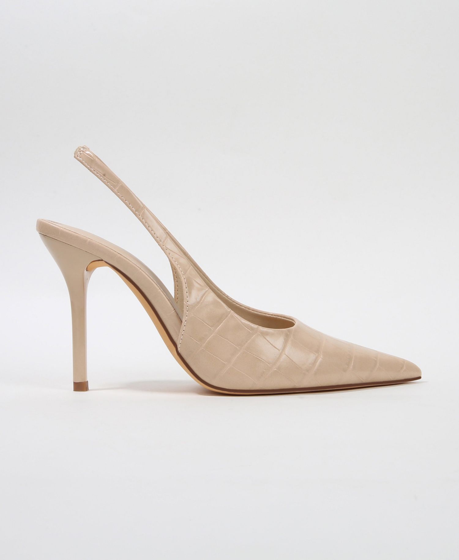 Carmine Croco-Embossed Slingback Stiletto Pumps