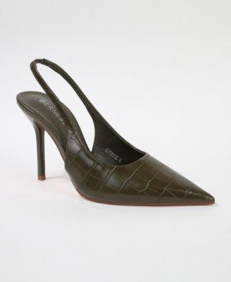 Carmine Croco-Embossed Slingback Stiletto Pumps