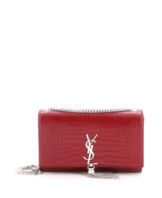 Medium Classic Monogram Tassel Crossbody Bag Embossed Leather