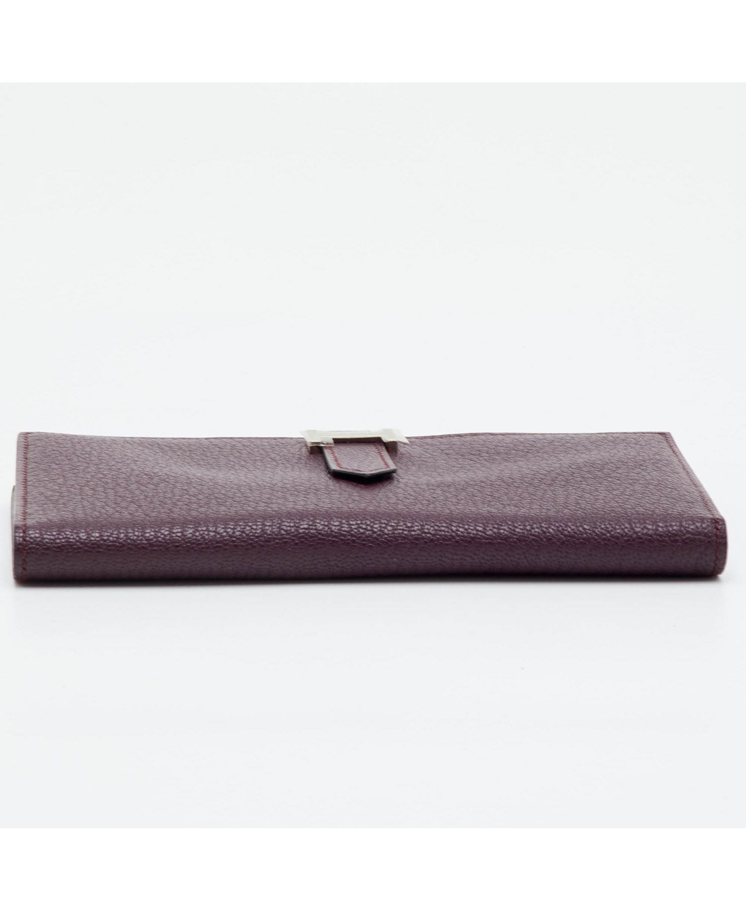Pre-Owned HERMES Women's Raisin Epsom Leather Palladium Finish Bearn Wallet