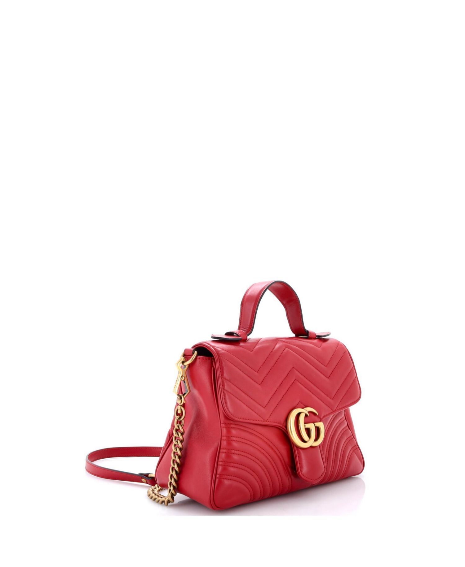 Small GG Marmont Top Handle Flap Bag Matelasse Leather