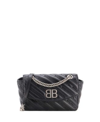 Small BB Chain Round Shoulder Bag Embossed Leather