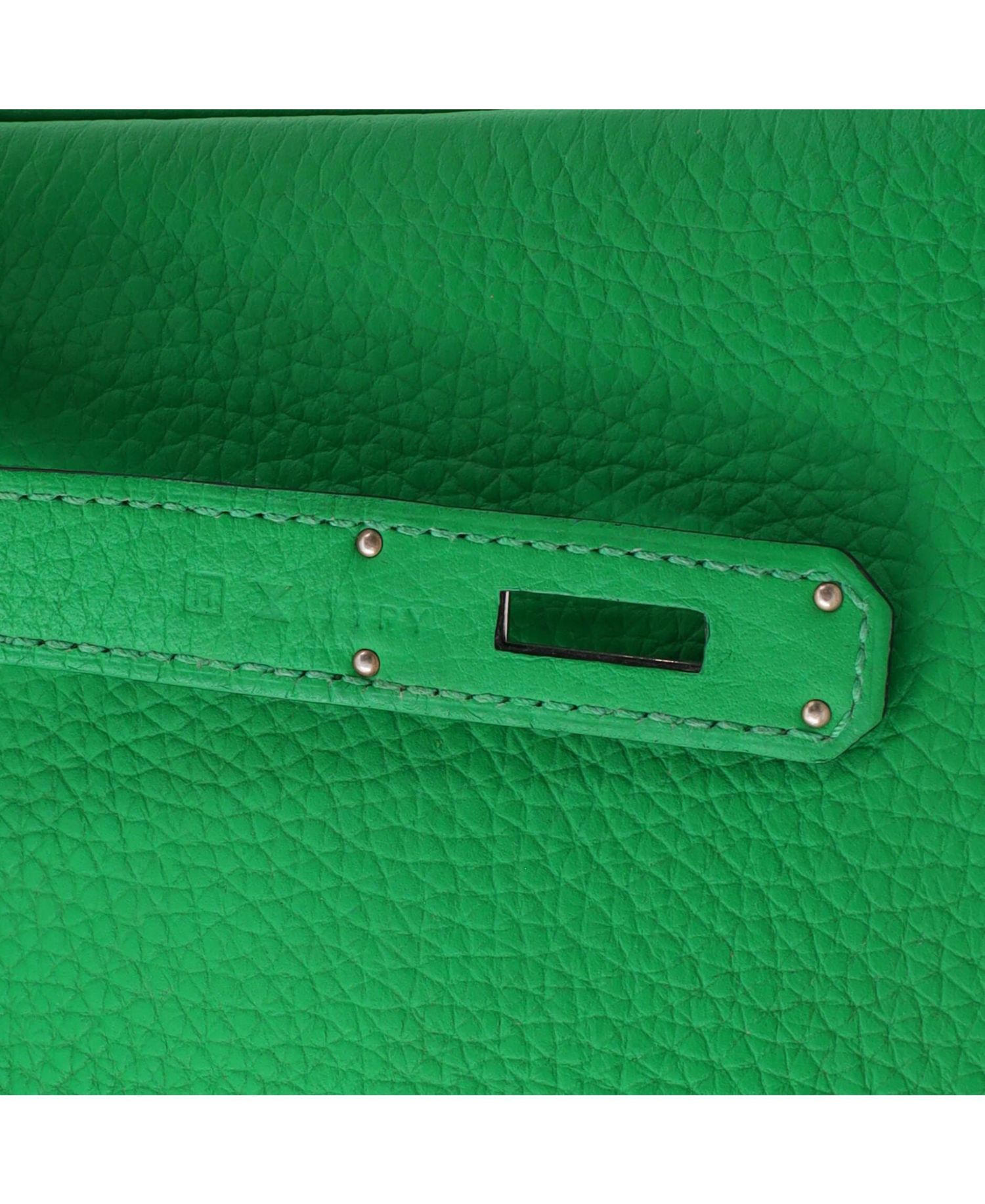 Pre-Owned Hermes Birkin 30 Handbag Green Clemence with Palladium Hardware