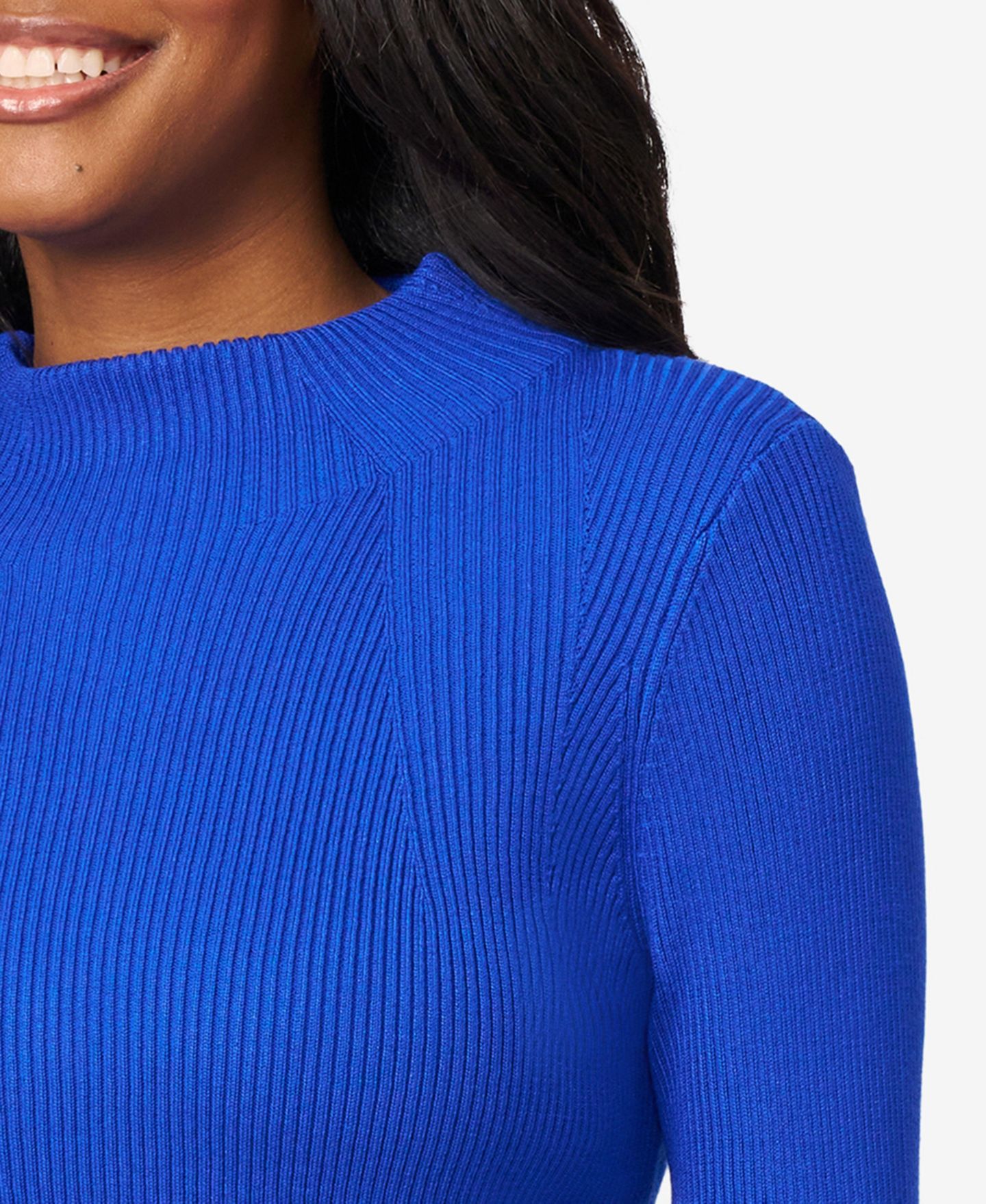 Женский свитер Melissa Paige Mock-Neck Long-Sleeve Rib-Knit, цвет: Синий — фото 2