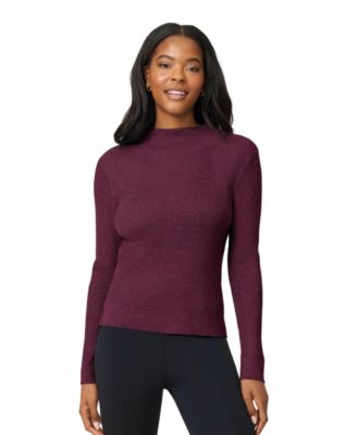 Women's Mock-Neck Long-Sleeve Rib-Knit Sweater