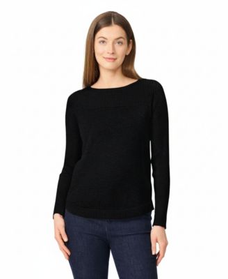 Women's Fine-Gauge Knit Boat Neck Long-Sleeve Sweater