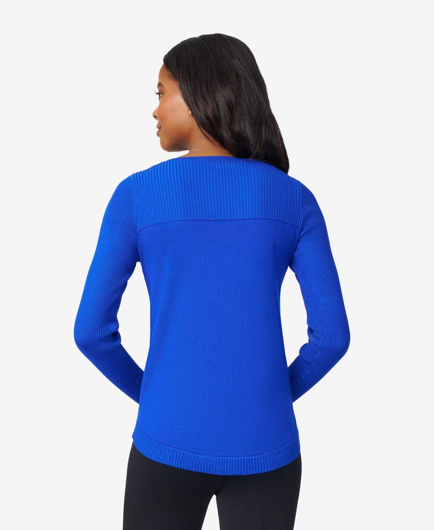 Women's Fine-Gauge Knit Boat Neck Long-Sleeve Sweater