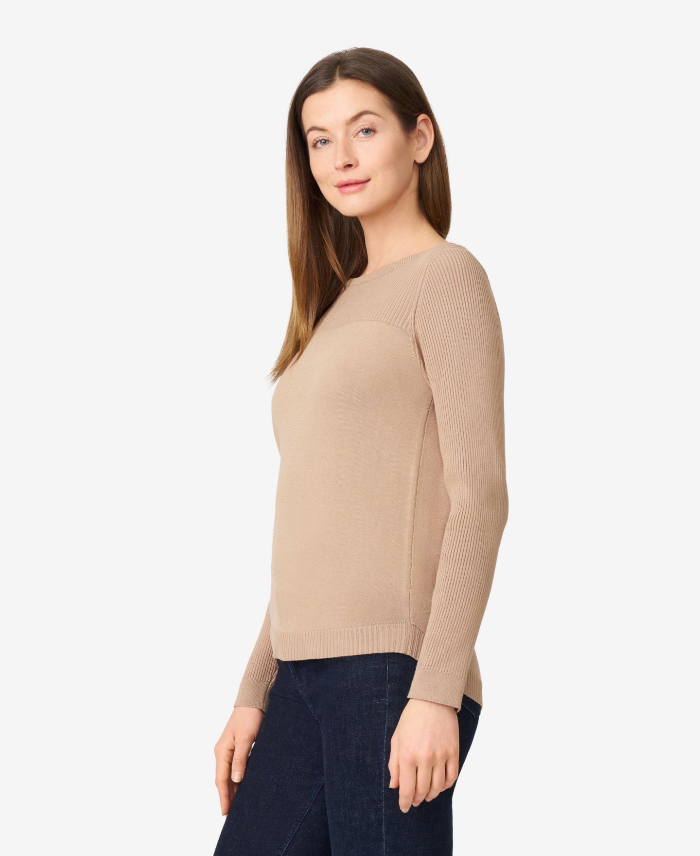 Женский свитер Melissa Paige Fine-Gauge Knit Boat Neck Long-Sleeve, цвет: Верблюжий — фото 3