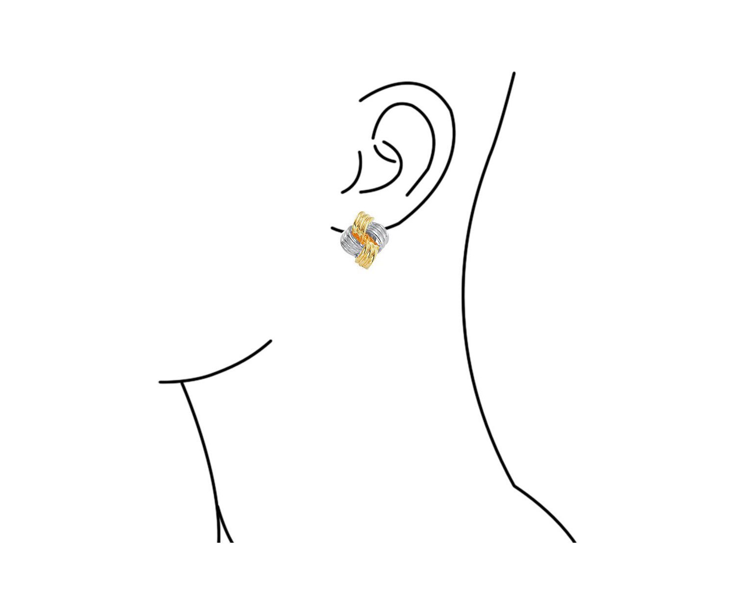 Classic Two Tone Square Infinity Knot Clip On Earrings Gold and Silver Plated