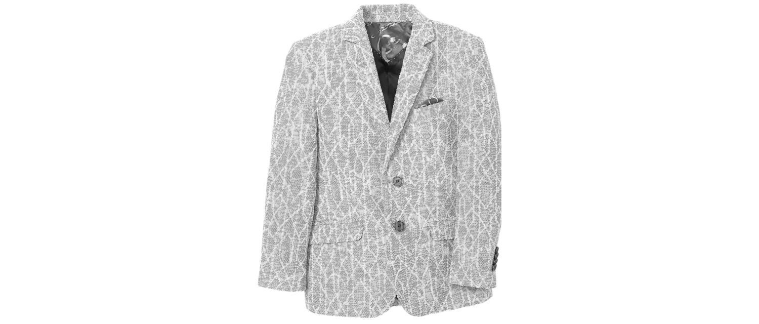 Boys Blue Slim Fit Geometric Pattern Blazer