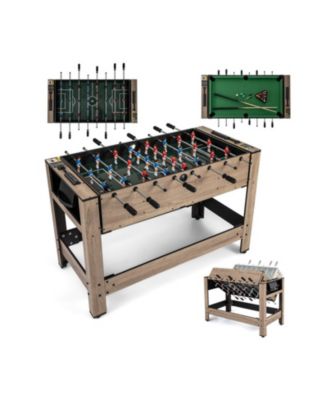 49 Inch 2-in-1 Swivel Pool and Foosball Game Table for Teens and Adults