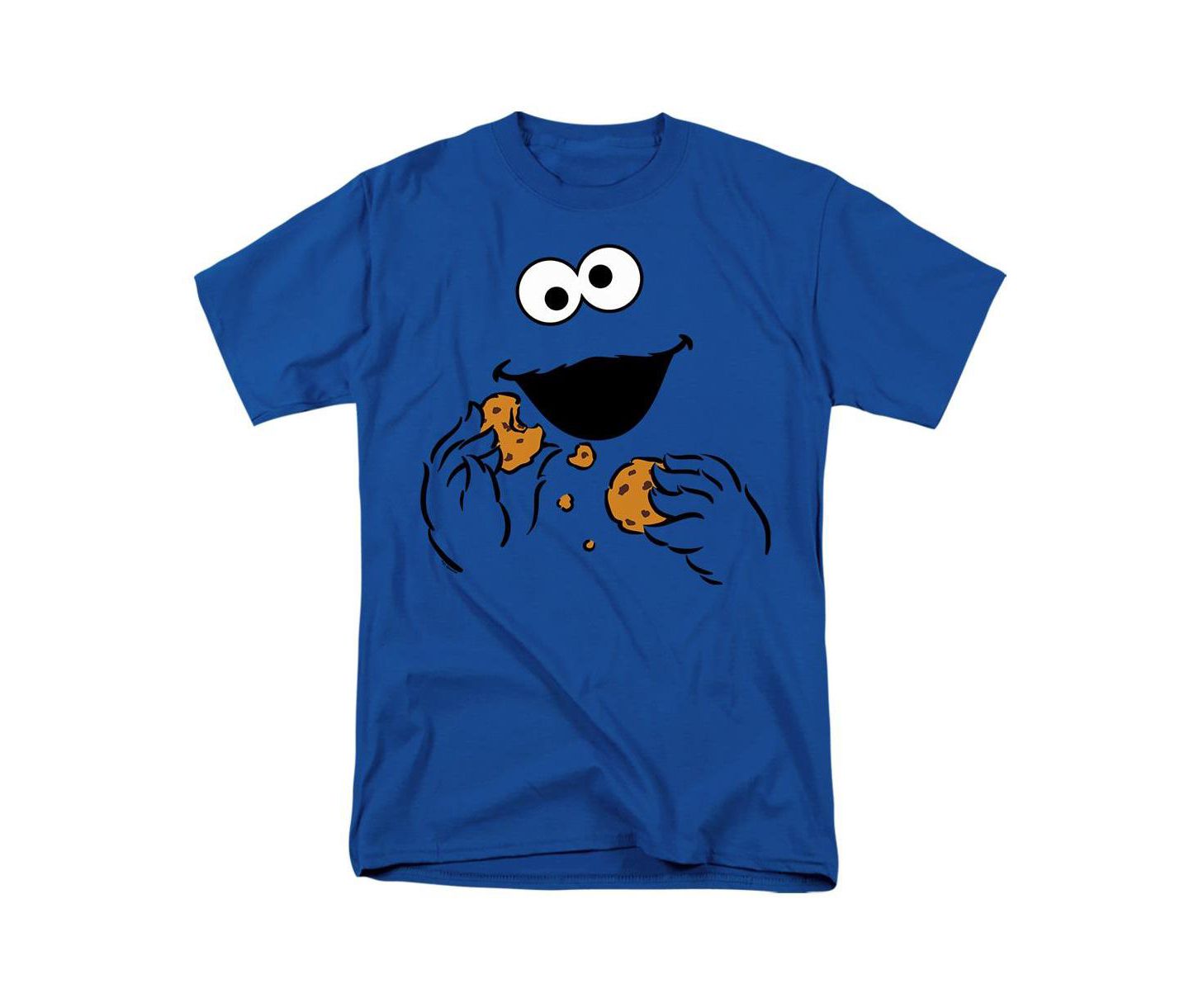 Мужская футболка Sesame Street Cookie Monster Om Nom Face, цвет: Королевский синий — фото 1