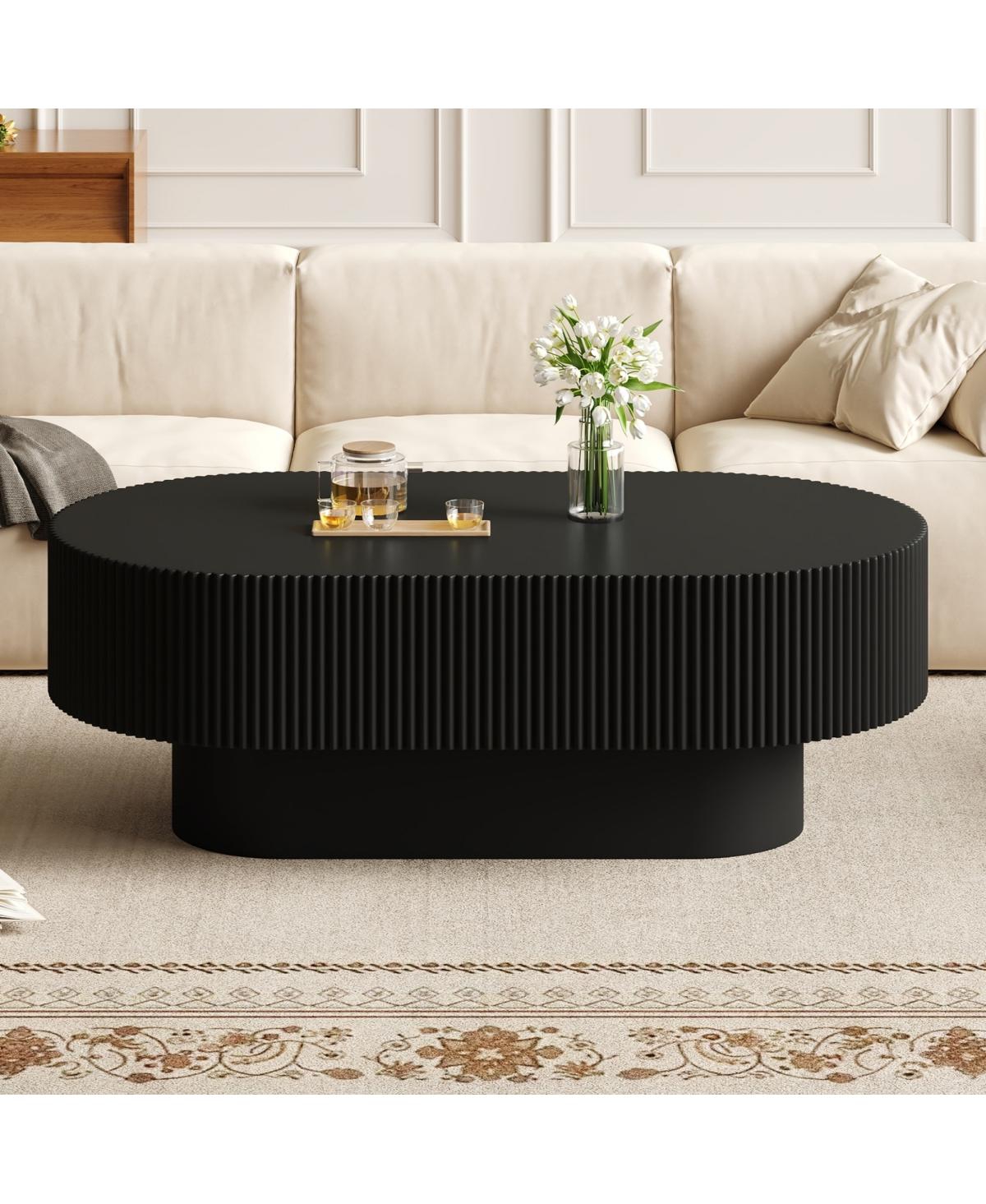 Streamdale Furniture Modern Fluted Oval Farmhouse Coffee Table