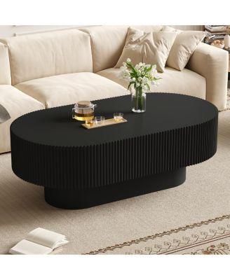 Modern Fluted Oval Farmhouse Coffee Table