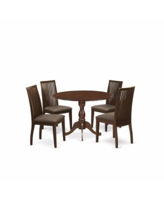 DMIP5-MAH-C 5 Piece Table And Chairs Dining Set - Dining Room Table and 4 Mahogany Linen Fabric Dining Room Chairs