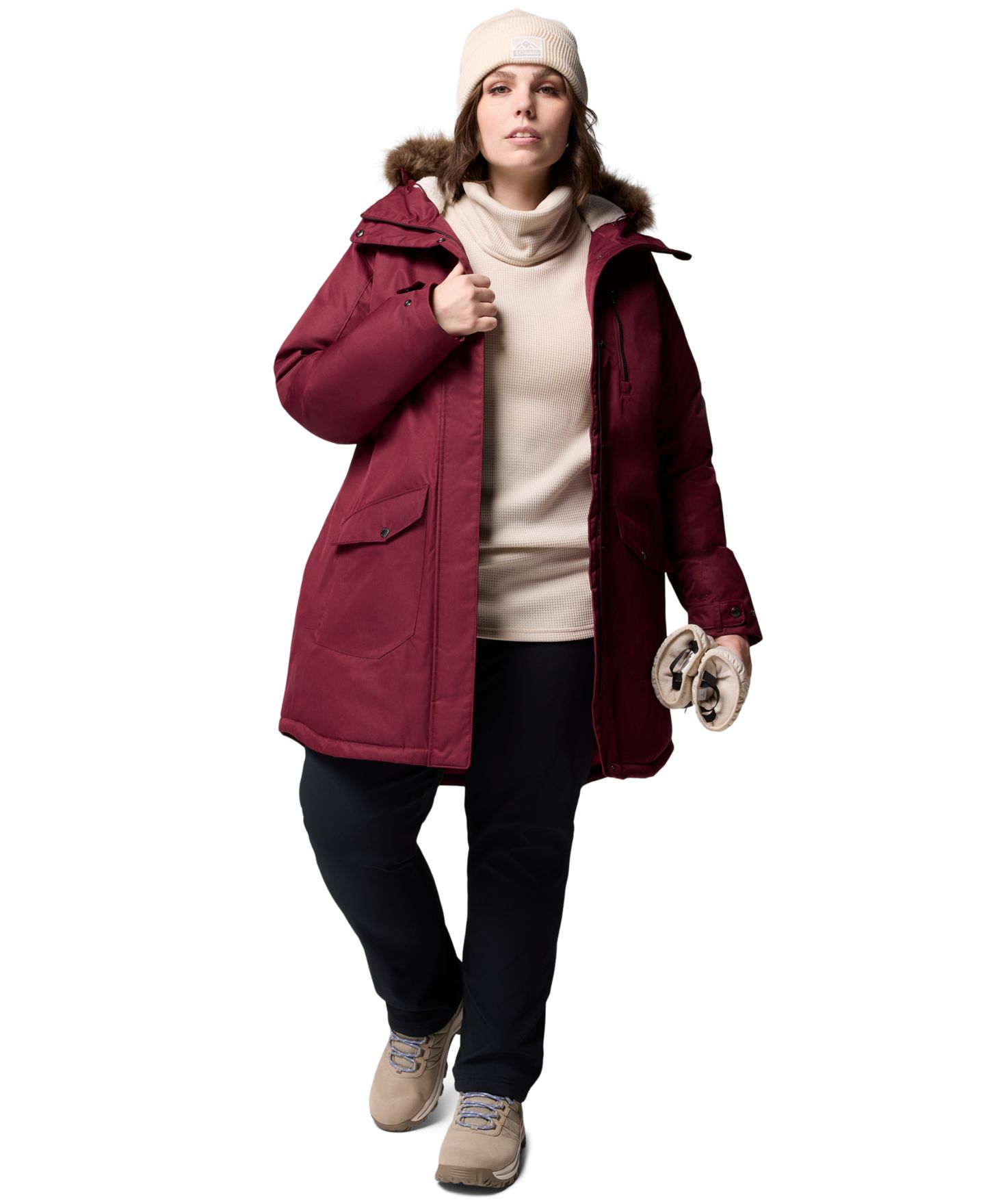 Женская куртка Columbia Plus Size Suttle Mountain™ Long Insulated Sherpa-Lined, цвет: Насыщенный винный — фото 2